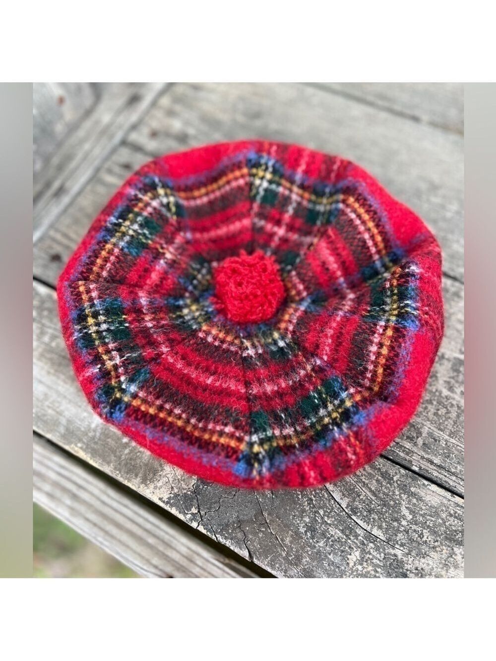 Vintage Meigle 100% Wool Tweed Tartan Plaid Preppy Made in Scotland Beret Hat
